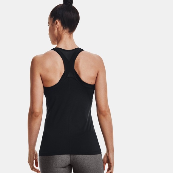 NWOT Under Armour Women's HeatGear Armour Racer Tank top size medium black mesh - Picture 2 of 11